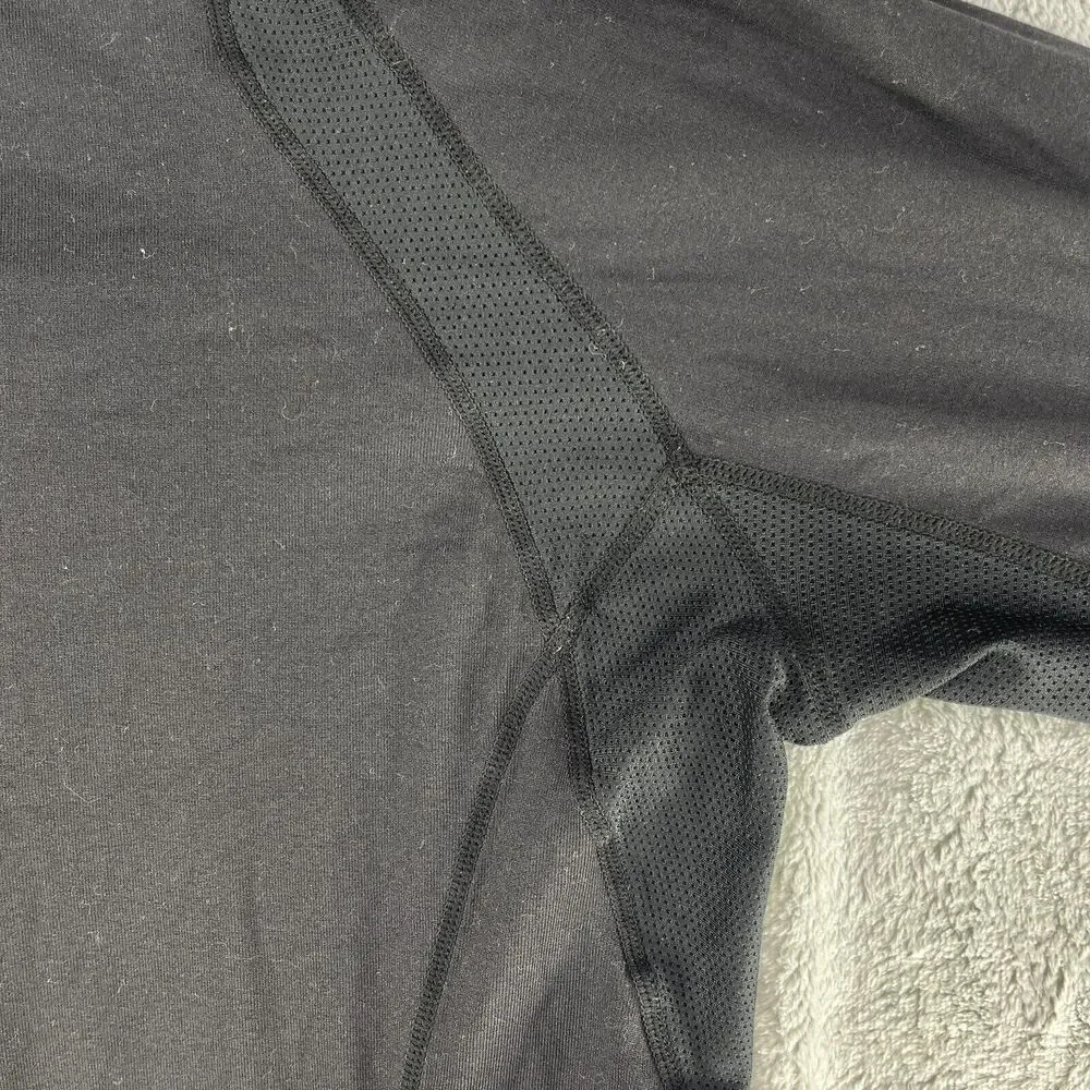 Nike Dri-Fit Top Women's Medium Black Nylon‎ Stretch Logo Raglan Sleeve 1/2 Zip